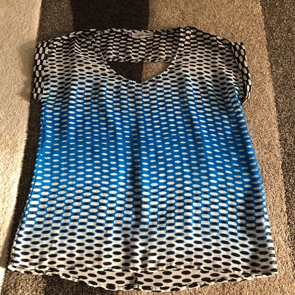 JLO blue sheer top